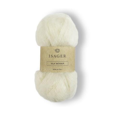 Isager Silk Mohair E0 Natural er helt ufarvet og derfor en meget blid nuance af hvid.