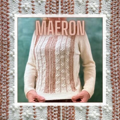 Maeron – en bluse der forener tekstur, tradition og moderne snit. Designet af Natasja Hornby og undervist online af Marie-Louise fra Knit Sisters’ Studio. Tilmeld dig og strik din egen version!